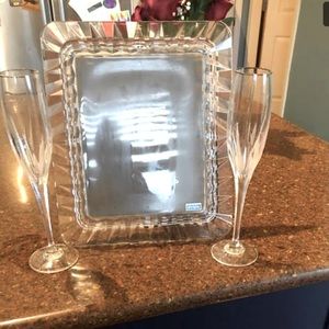 Marquis Waterford Crystal frame & Champagne Flutes